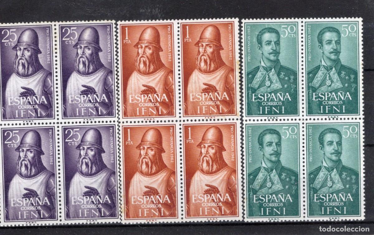 Sellos: Sellos DEPENDENCIAS ESPA&Ntilde;OLAS IFNI a&ntilde;o 1961 Edifil 187/189** SERIE COMPLETA bloque 4 en NUEVO