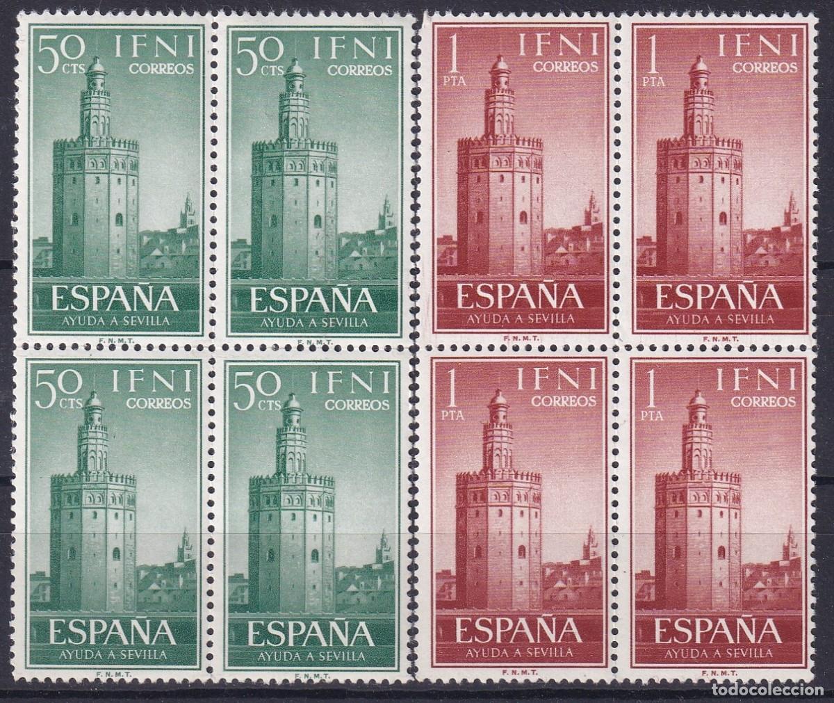 Sellos: Sellos DEPENDENCIAS ESPA&Ntilde;OLAS IFNI a&ntilde;o 1963 Edifil 193/194** SERIE COMPLETA bloque 4 en NUEVO