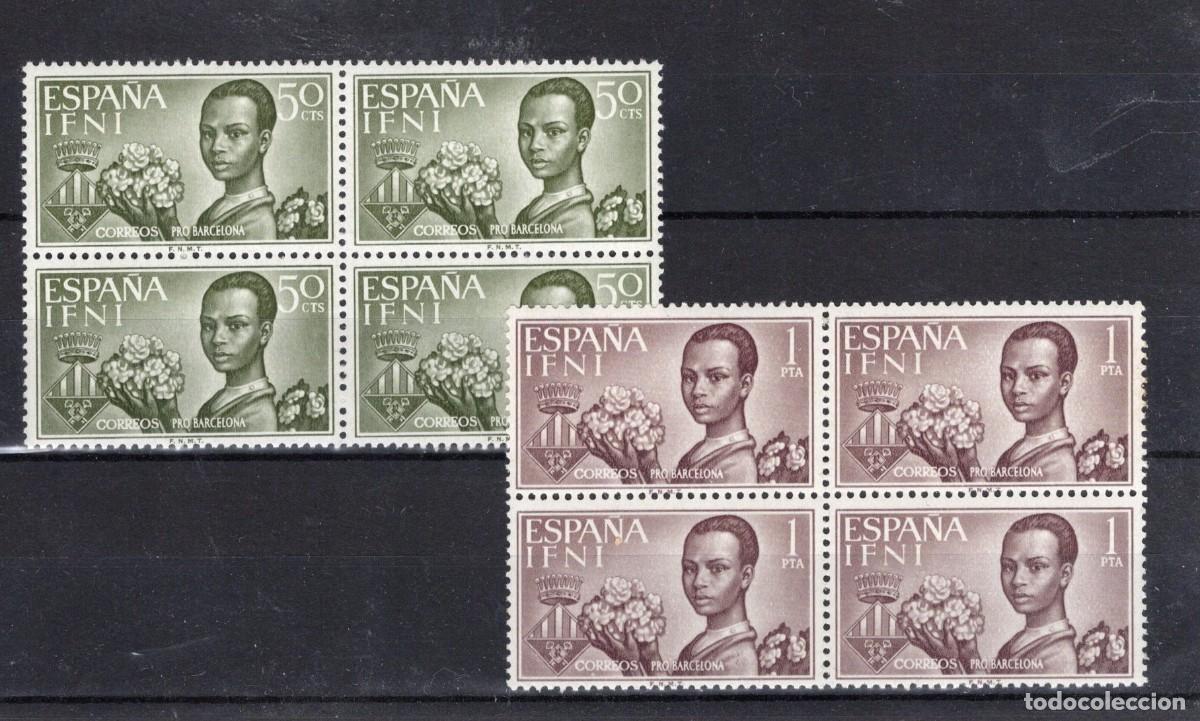 Sellos: Sellos DEPENDENCIAS ESPA&Ntilde;OLAS IFNI a&ntilde;o 1963 Edifil 198/199** SERIE COMPLETA bloque 4 en NUEVO