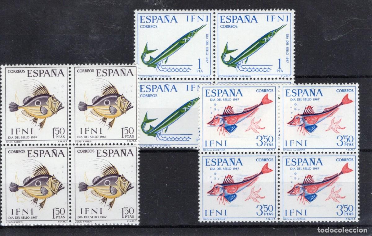 Sellos: Sellos DEPENDENCIAS ESPA&Ntilde;OLAS IFNI a&ntilde;o 1967 Edifil 230/232** SERIE COMPLETA bloque 4 en NUEVO