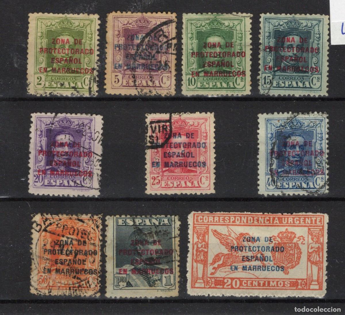 Briefmarken: Sellos DEPENDENCIAS ESPA&Ntilde;OLAS MARRUECOS a&ntilde;o 1923/30 Edifil 81/90*-&ordm; SERIE COMPLETA v.c. 55 &euro;