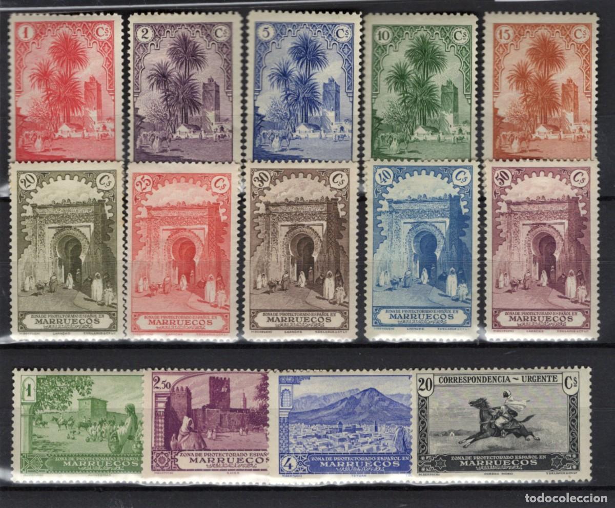 Stamps: Sellos DEPENDENCIAS ESPA&Ntilde;OLAS MARRUECOS a&ntilde;o 1928 Edifil 105/118* SERIE COMPLETA en NUEVO v.c. 115 &euro;