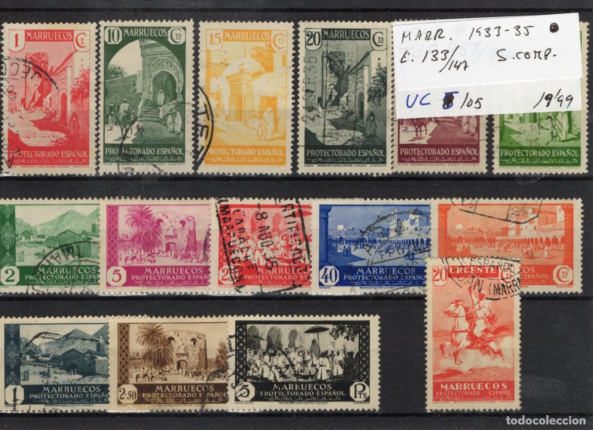 Briefmarken: Sellos DEPENDENCIAS ESPA&Ntilde;OLAS MARRUECOS a&ntilde;o 1933/35 Edifil 133/147&ordm; SERIE COMPLETA v.c. 105 &euro;