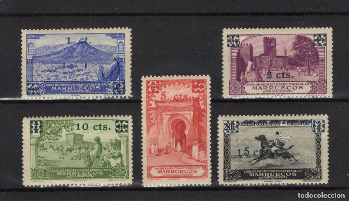 Briefmarken: Sellos DEPENDENCIAS ESPA&Ntilde;OLAS MARRUECOS a&ntilde;o 1936 Edifil 162/166* SERIE COMPLETA en NUEVO v.c. 27 &euro;
