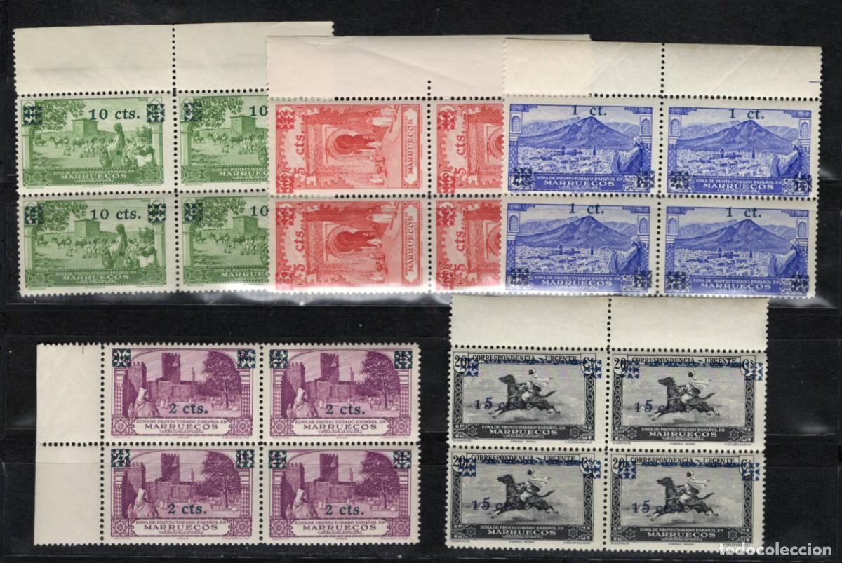 Briefmarken: Sellos DEPENDENCIAS ESPA&Ntilde;OLAS MARRUECOS a&ntilde;o 1936 Edifil 162/165** bloque de 4 en NUEVO v.c. 160 &euro;