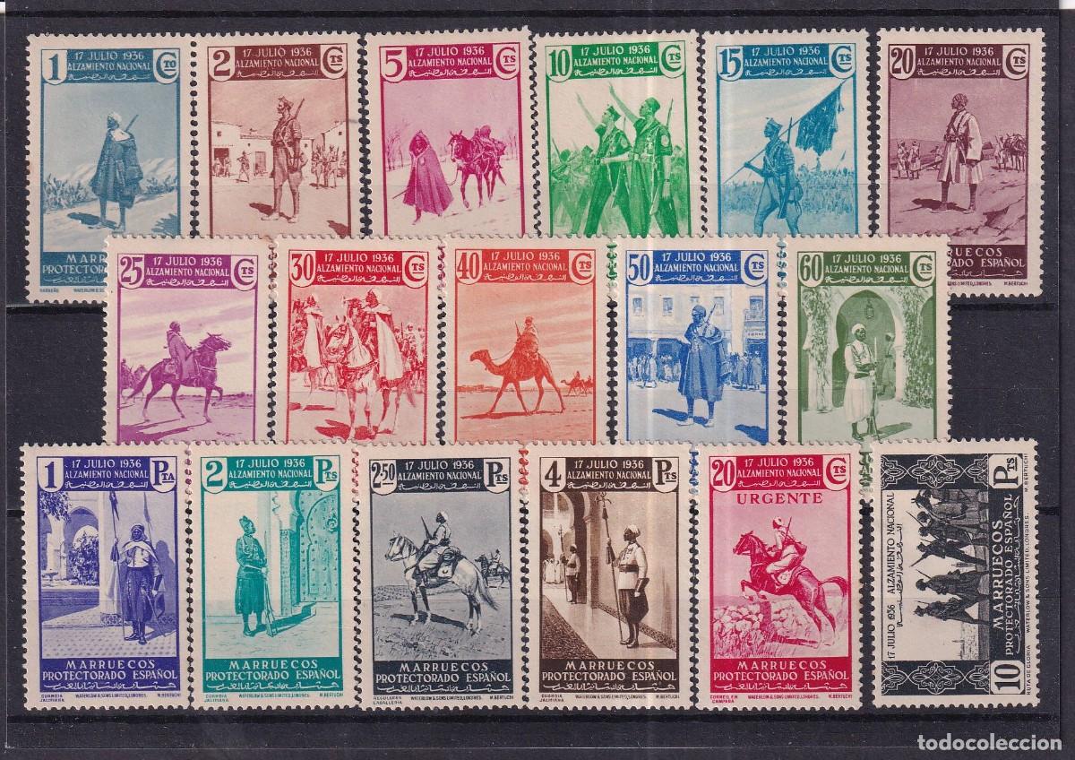 Briefmarken: Sellos DEPENDENCIAS ESPA&Ntilde;OLAS MARRUECOS a&ntilde;o 1937 Edifil 169/185* SERIE COMPLETA en NUEVO v.c. 80 &euro;