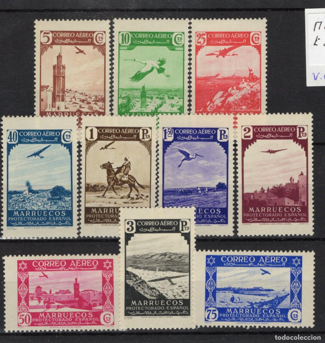 Briefmarken: Sellos DEPENDENCIAS ESPA&Ntilde;OLAS MARRUECOS a&ntilde;o 1938 Edifil 186/195* SERIE COMPLETA en NUEVO v.c. 10 &euro;