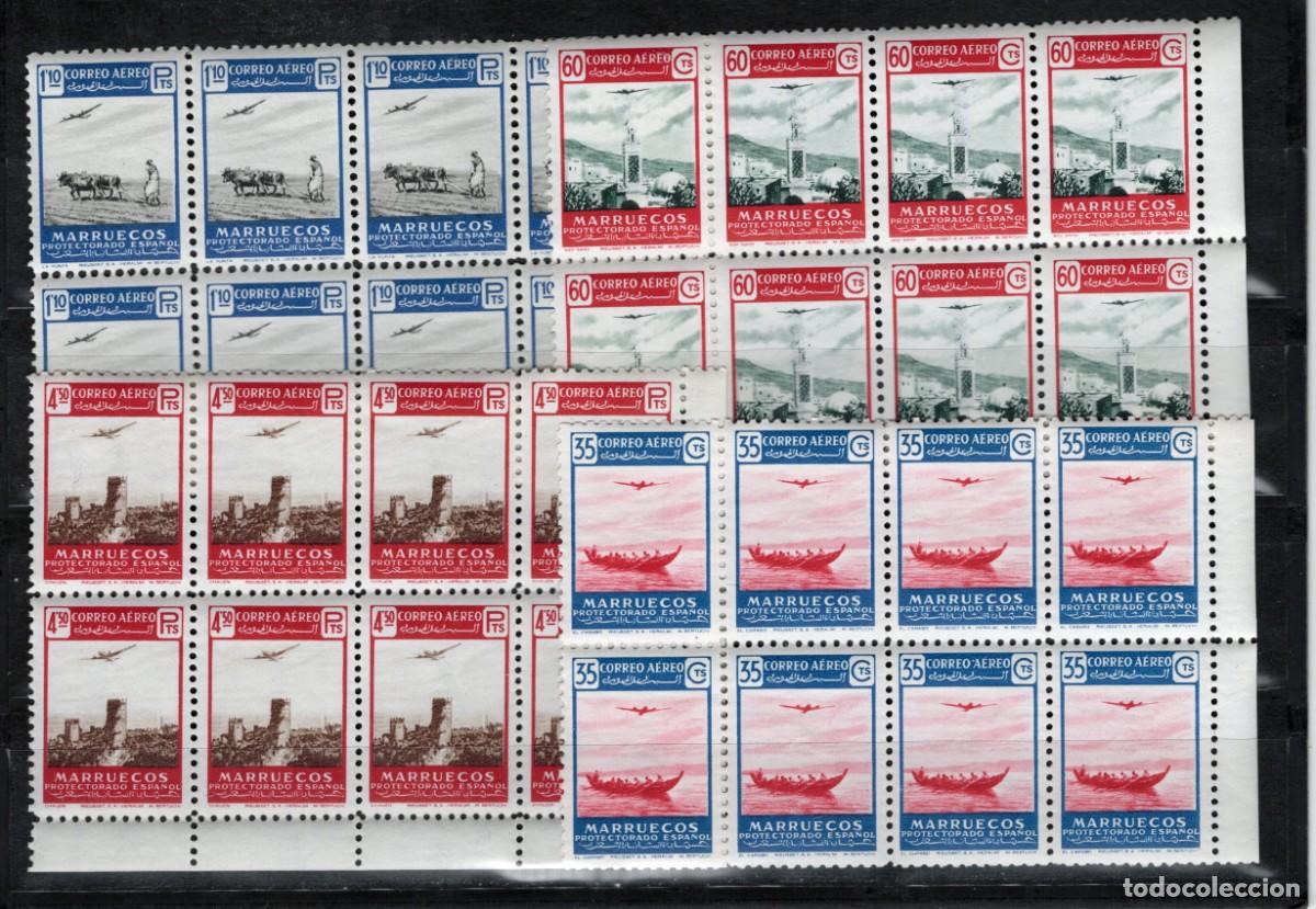 Briefmarken: Sellos DEPENDENCIAS ESPA&Ntilde;OLAS MARRUECOS a&ntilde;o 1953 Edifil 369/372** bloque de 8 v.c. 40 &euro;