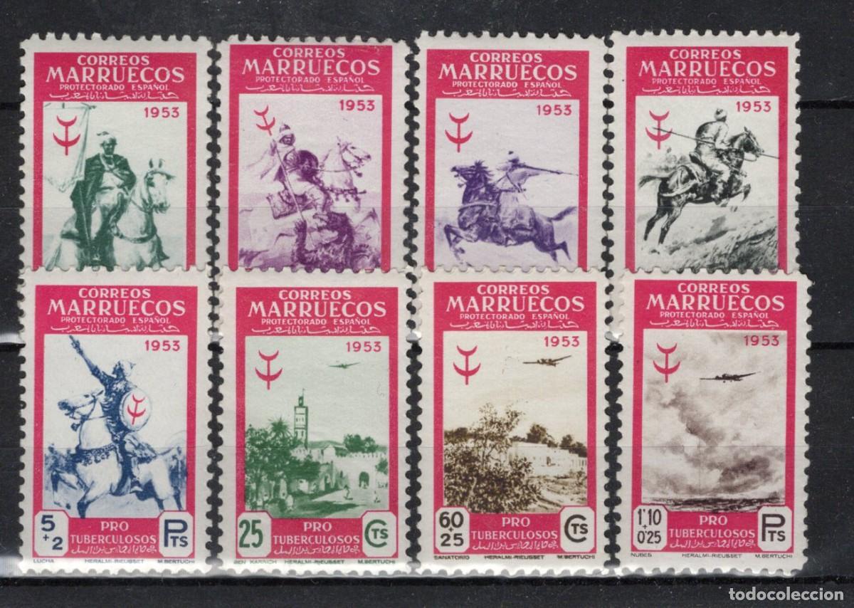 Briefmarken: Sellos DEPENDENCIAS ESPA&Ntilde;OLAS MARRUECOS a&ntilde;o 1953 Edifil 374/381** SERIE COMPLETA en NUEVO v.c. 60 &euro;
