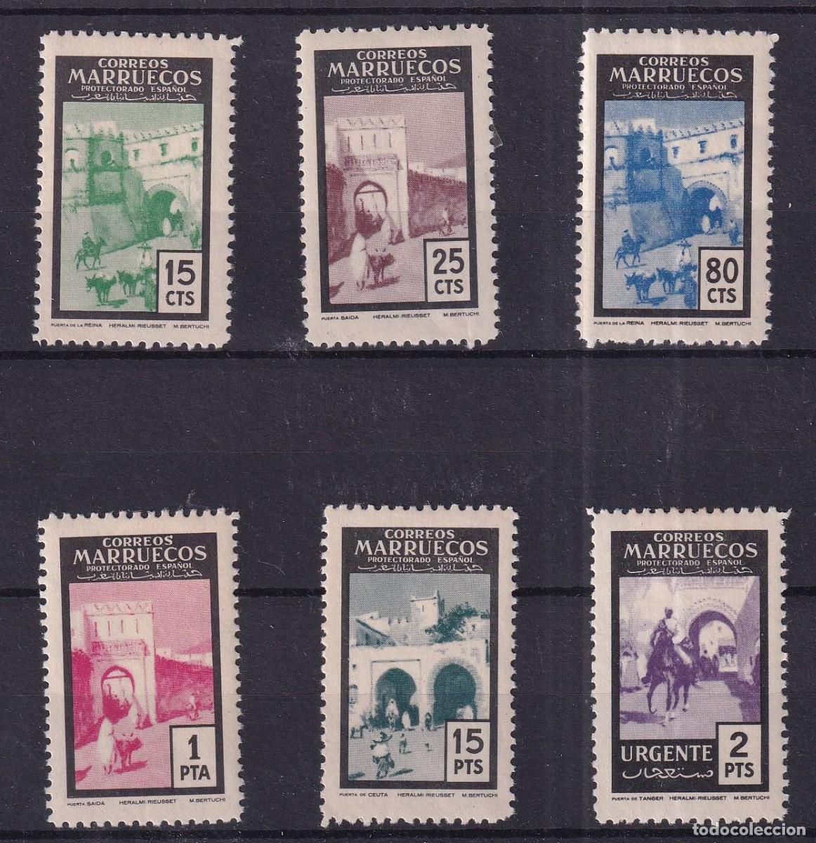 Briefmarken: Sellos DEPENDENCIAS ESPA&Ntilde;OLAS MARRUECOS a&ntilde;o 1955 Edifil 400/405** SERIE COMPLETA en NUEVO v.c. 9 &euro;