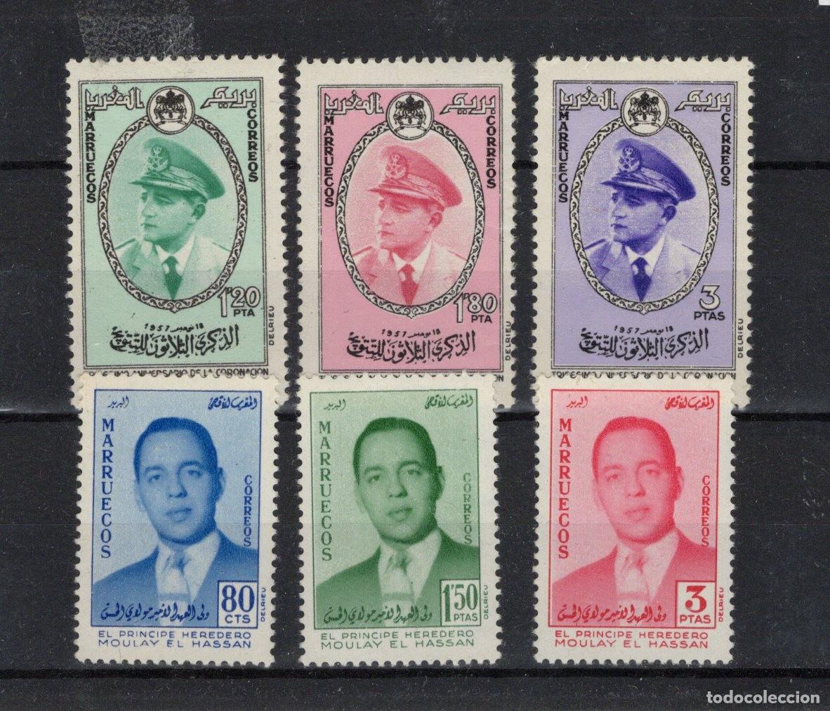 Briefmarken: Sellos DEPENDENCIAS ESPA&Ntilde;OLAS MARRUECOS REINO INDEPENDIENTE zona norte a&ntilde;o 1957 Edifil 24/29**