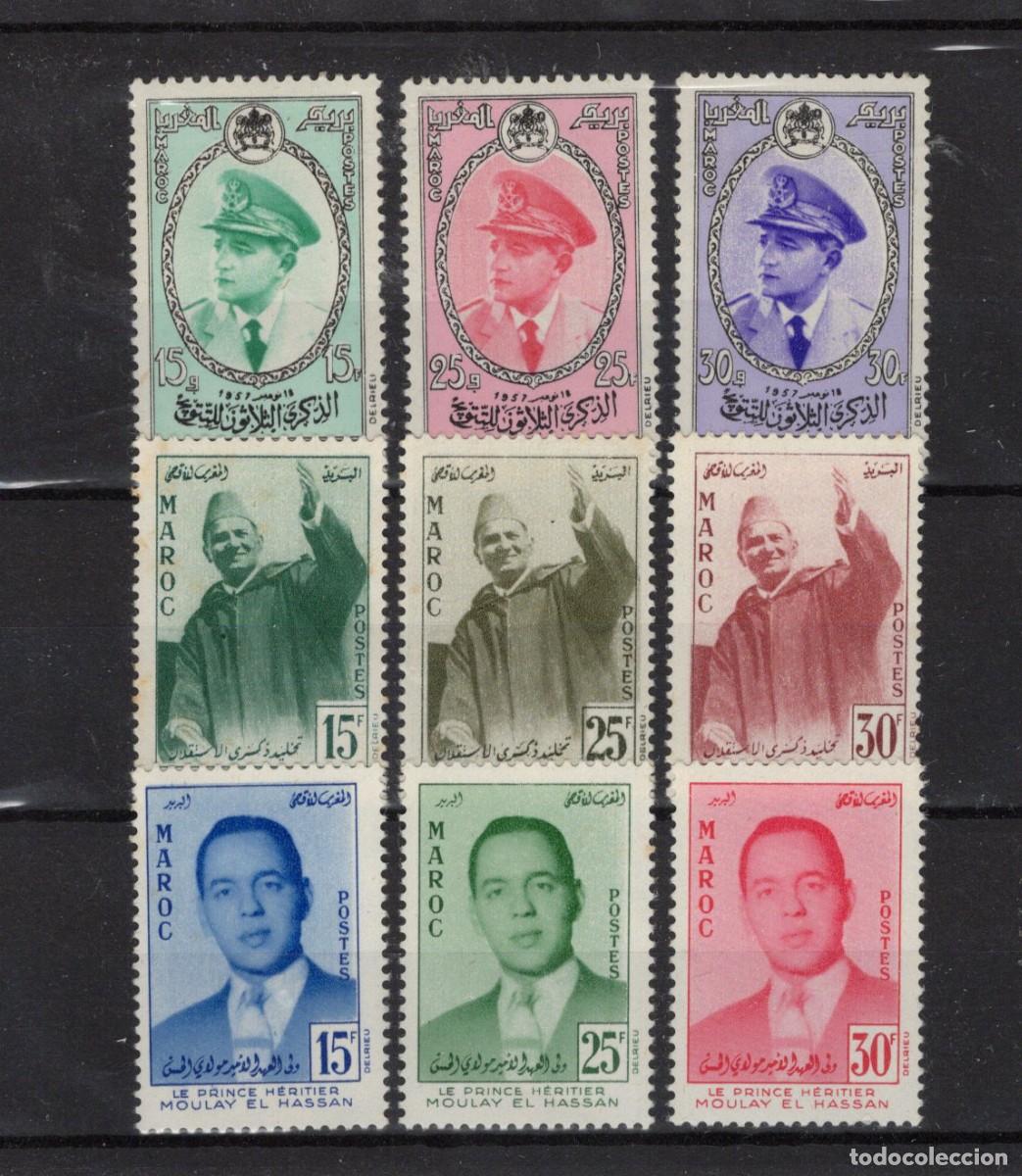 Briefmarken: Sellos DEPENDENCIAS ESPA&Ntilde;OLAS MARRUECOS REINO INDEP. zona sur a&ntilde;o 1957 COMPLETO Edifil 374/382**-*