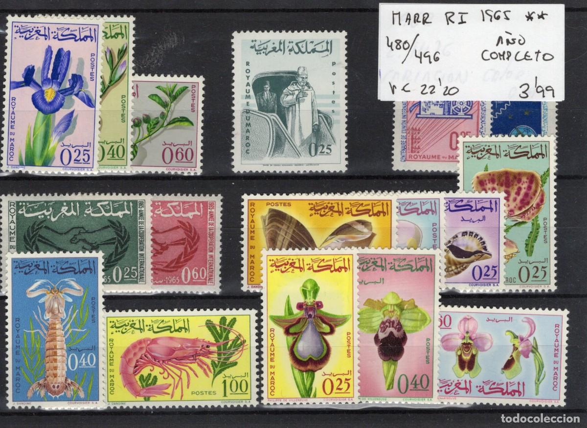 Francobolli: Sellos DEPENDENCIAS ESPA&Ntilde;OLAS MARRUECOS REINO INDEP. zona sur a&ntilde;o 1965 COMPLETO Edifil 480/496**
