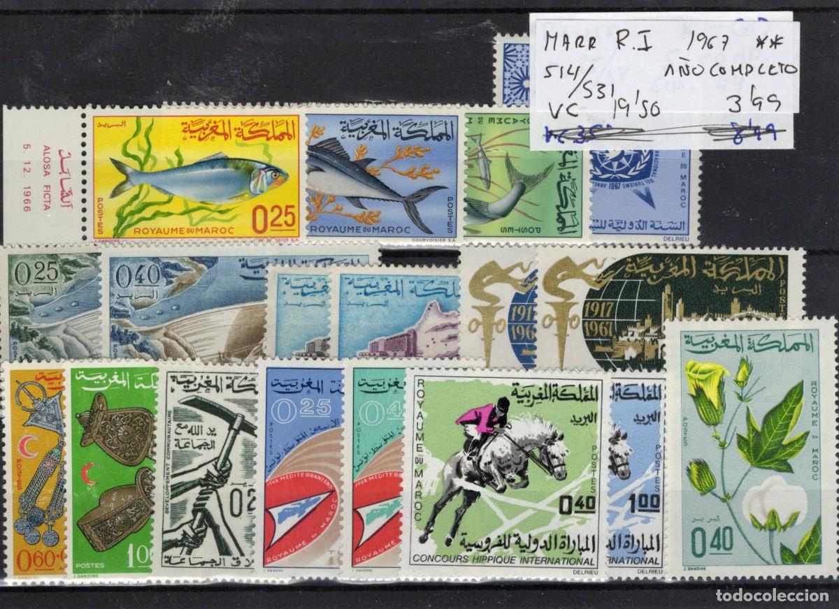 Briefmarken: Sellos DEPENDENCIAS ESPA&Ntilde;OLAS MARRUECOS REINO INDEP. zona sur a&ntilde;o 1967 COMPLETO Edifil 514/531**