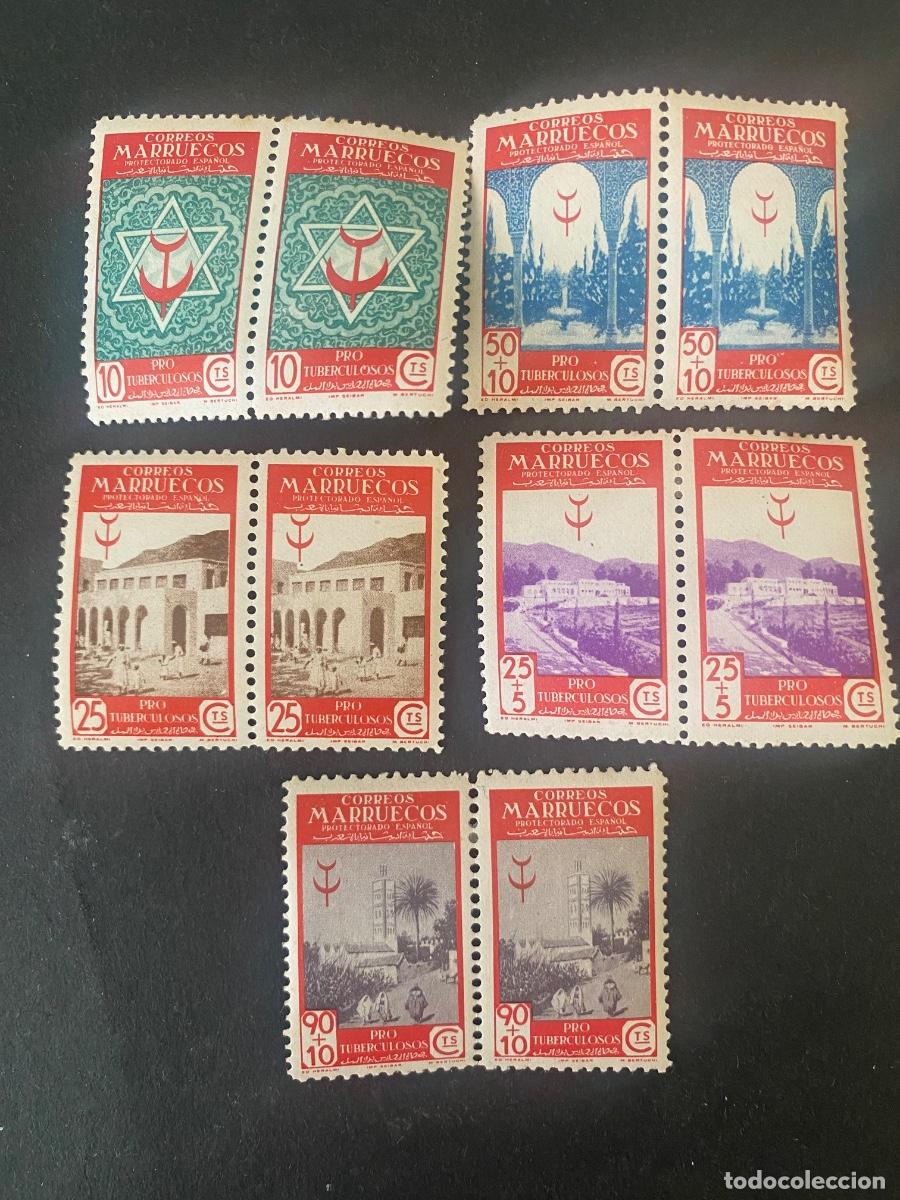 Selos: Espa&ntilde;a Marruecos 1946 Edifil 270/4 serie completa nueva con se&ntilde;al de charnela