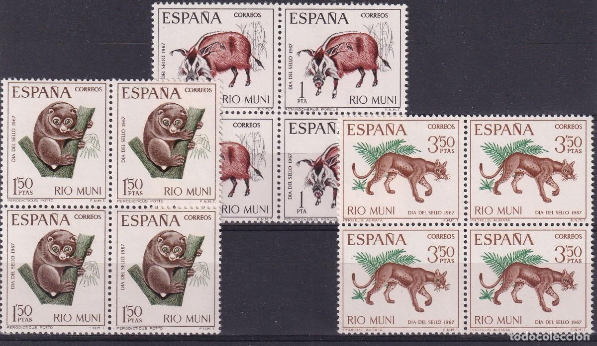 Briefmarken: Sellos DEPENDENCIAS ESPA&Ntilde;OLAS RIO MUNI a&ntilde;o 1967 Edifil 80/82** bloque de 4 SERIE COMPLETA v.c. 10 &euro;