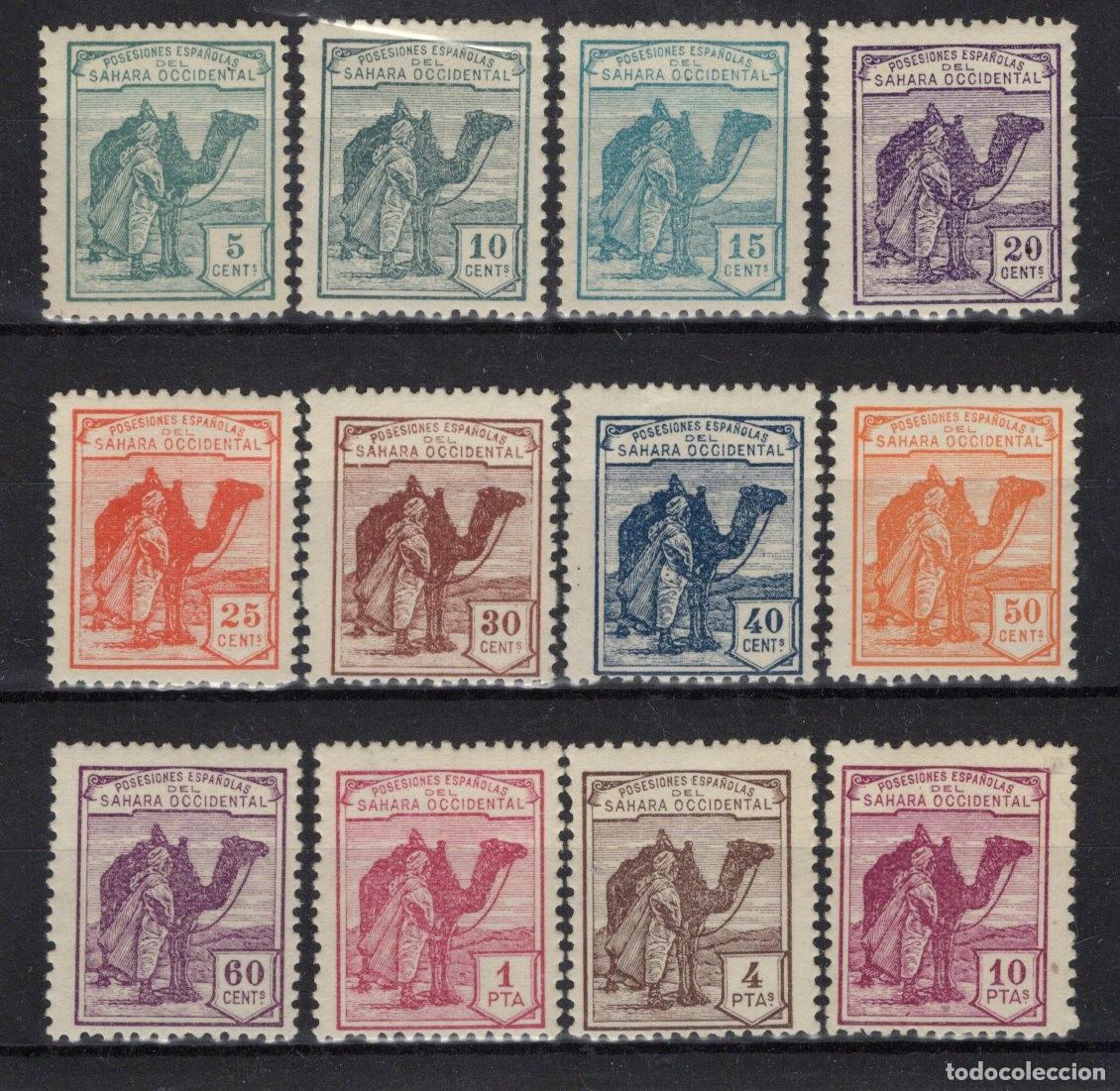 Selos: Sellos DEPENDENCIAS ESPA&Ntilde;OLAS SAHARA a&ntilde;o 1924 Edifil 1/12** SERIE COMPLETA numeracion ceros v.c 550&euro;