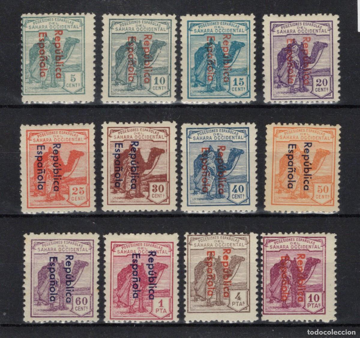 Briefmarken: Sellos DEPENDENCIAS ESPA&Ntilde;OLAS SAHARA a&ntilde;o 1932 Edifil 36A/47A** SERIE COMPLETA (43A * ) v.c. 630 &euro;