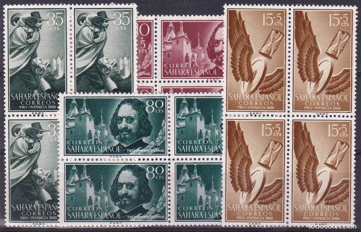 Stamps: Sellos DEPENDENCIAS ESPA&Ntilde;OLAS SAHARA a&ntilde;o 1960 Edifil 172/175** SERIE COMPLETA bloque de 4