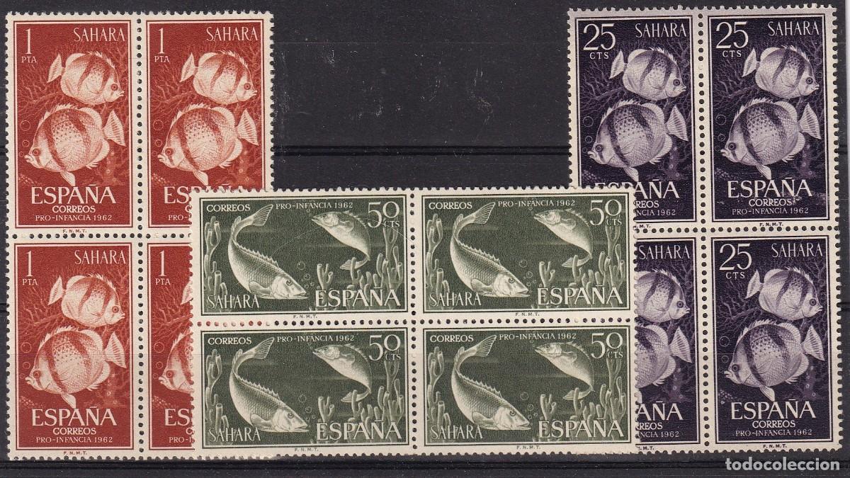 Selos: Sellos DEPENDENCIAS ESPA&Ntilde;OLAS SAHARA a&ntilde;o 1962 Edifil 209/211** SERIE COMPLETA bloque de 4