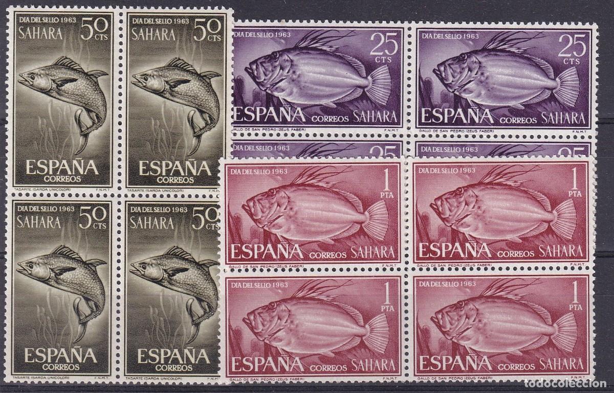 Briefmarken: Sellos DEPENDENCIAS ESPA&Ntilde;OLAS SAHARA a&ntilde;o 1962 Edifil 222/224** SERIE COMPLETA bloque de 4