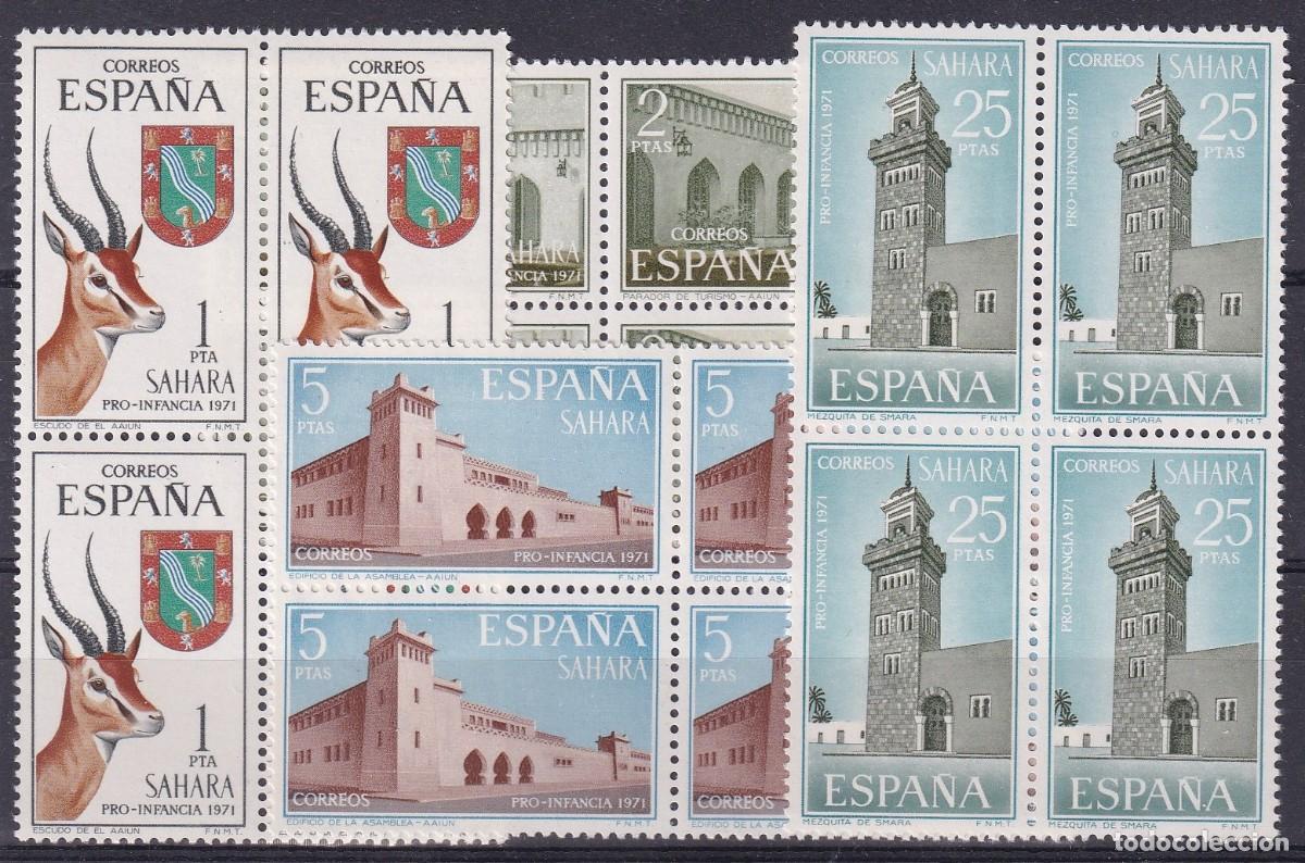 Sellos: Sellos DEPENDENCIAS ESPA&Ntilde;OLAS SAHARA a&ntilde;o 1970 Edifil 288/291** SERIE COMPLETA bloque de 4