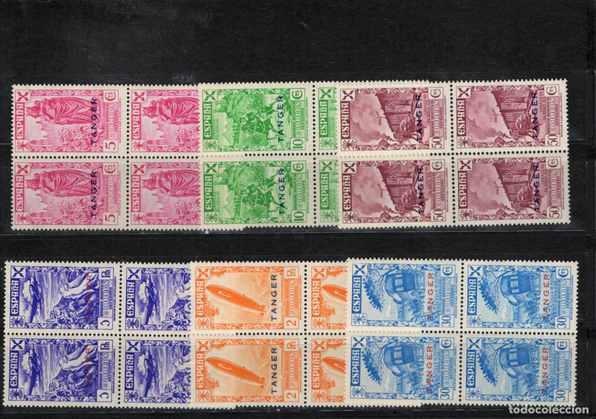 Stamps: Sellos DEPENDENCIAS ESPA&Ntilde;OLAS TANGER beneficiencia a&ntilde;o 1943 Edifil 17/22** bloque 4 v.c. 360 &euro;