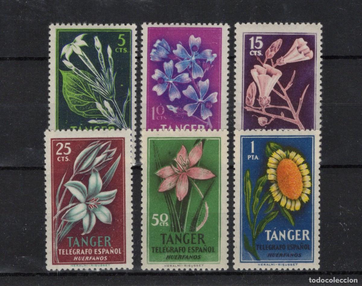 Timbres: Sellos DEPENDENCIAS ESPA&Ntilde;OLAS TANGER benefic a&ntilde;o 1957 Edifil 85/90** SERIE COMPLETA cambio color
