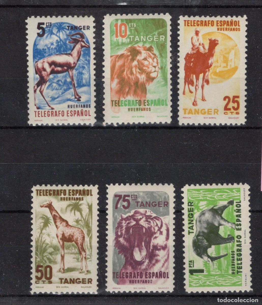 Timbres: Sellos DEPENDENCIAS ESPA&Ntilde;OLAS TANGER huerfano telegrafo a&ntilde;o 1957 Edifil 65/70* cambio color