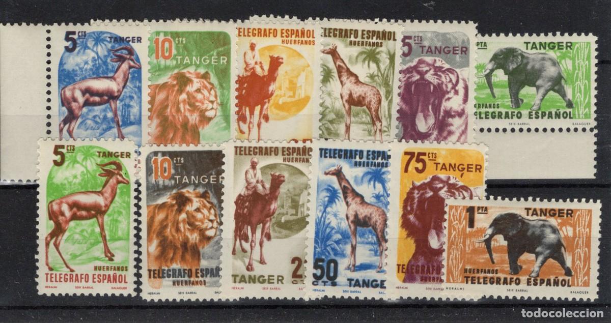 Timbres: Sellos DEPENDENCIAS ESPA&Ntilde;OLAS TANGER huerfano telegrafo a&ntilde;o 1957 Edifil 65/70** cambios color