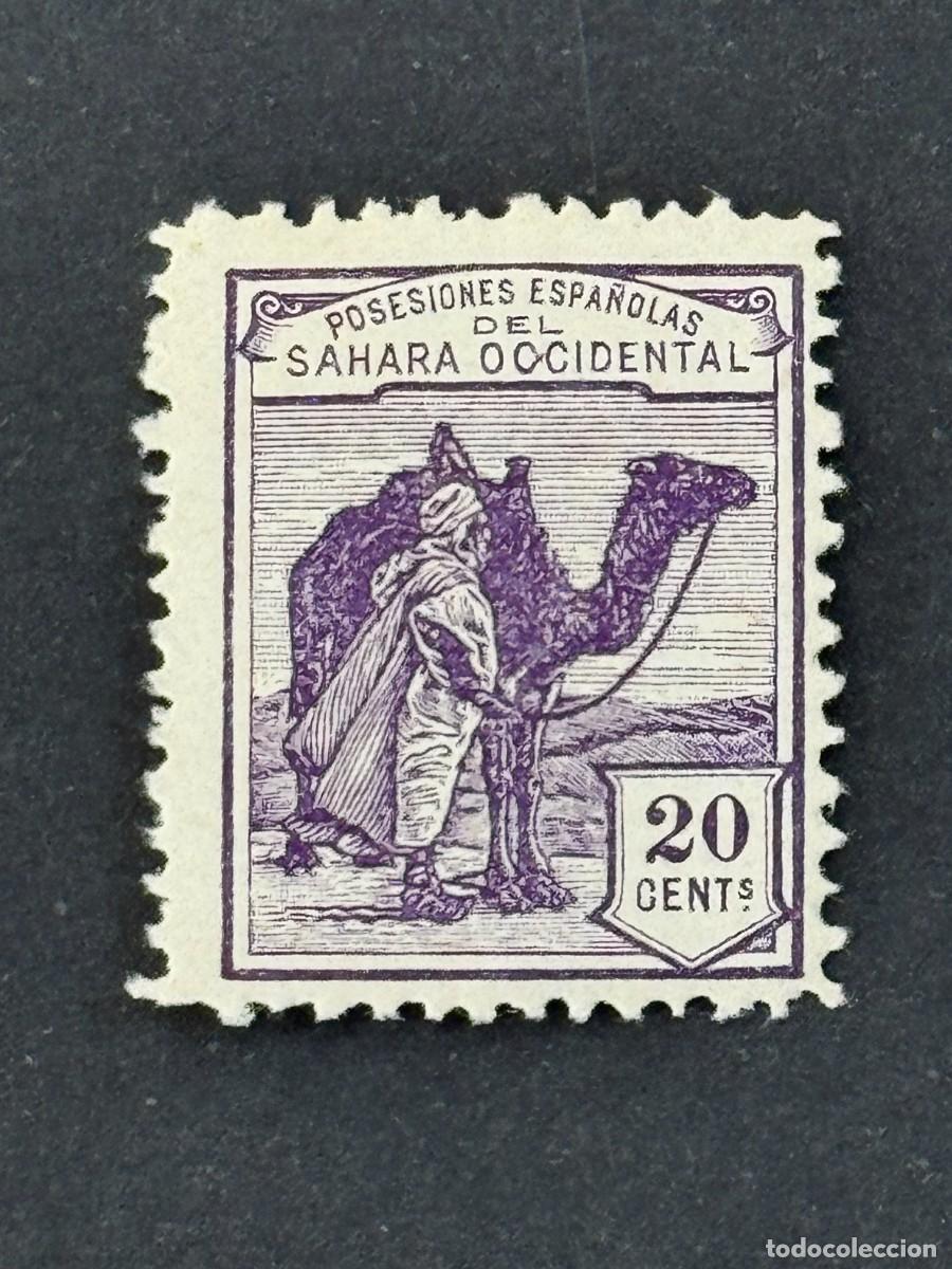 Sellos: Sahara, Dromedario e ind&iacute;gena, 1924, Edifil 4, nuevo con fijasellos