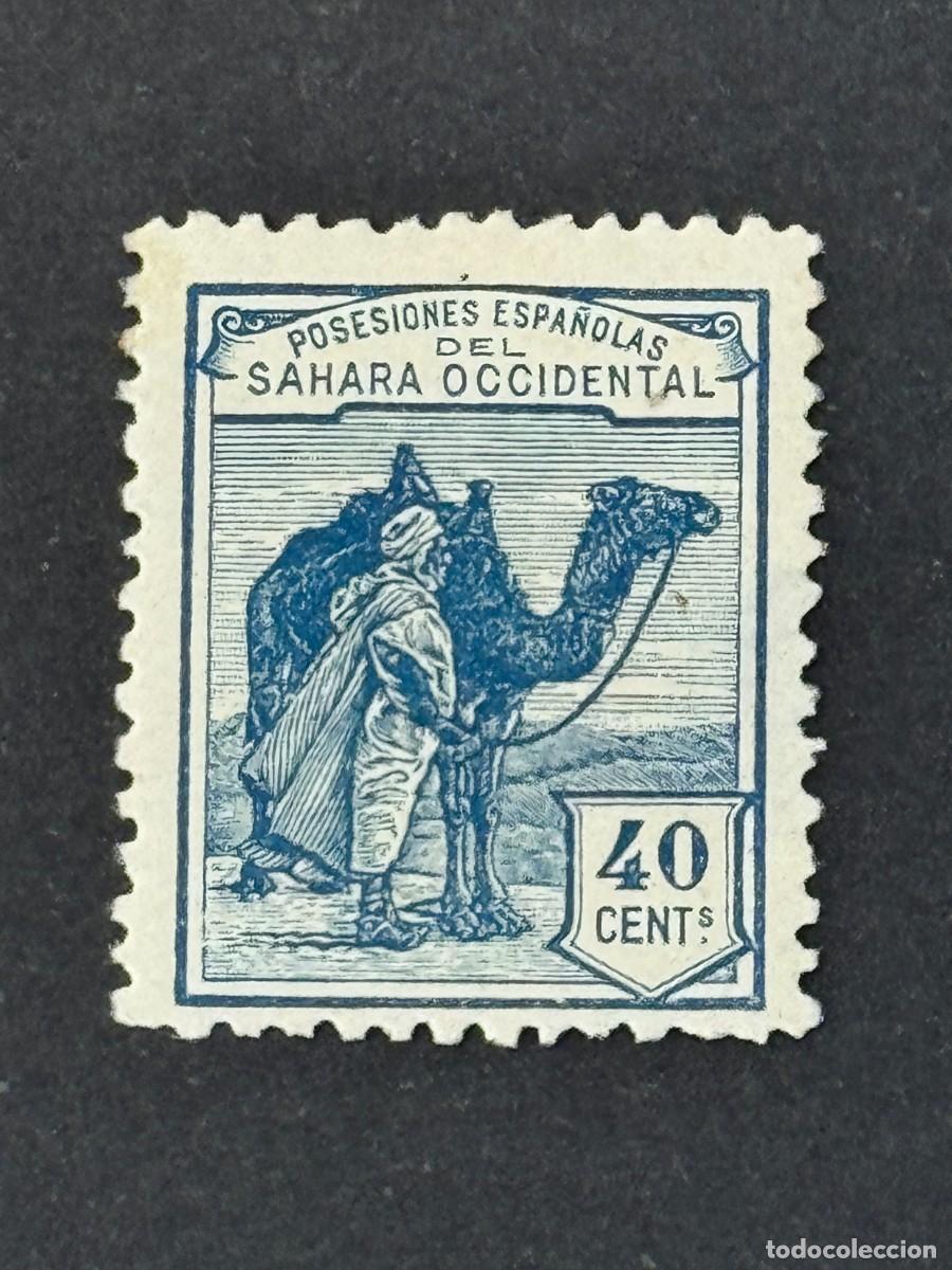 Sellos: Sahara, Dromedario e ind&iacute;gena, 1924, Edifil 7, nuevo con fijasellos