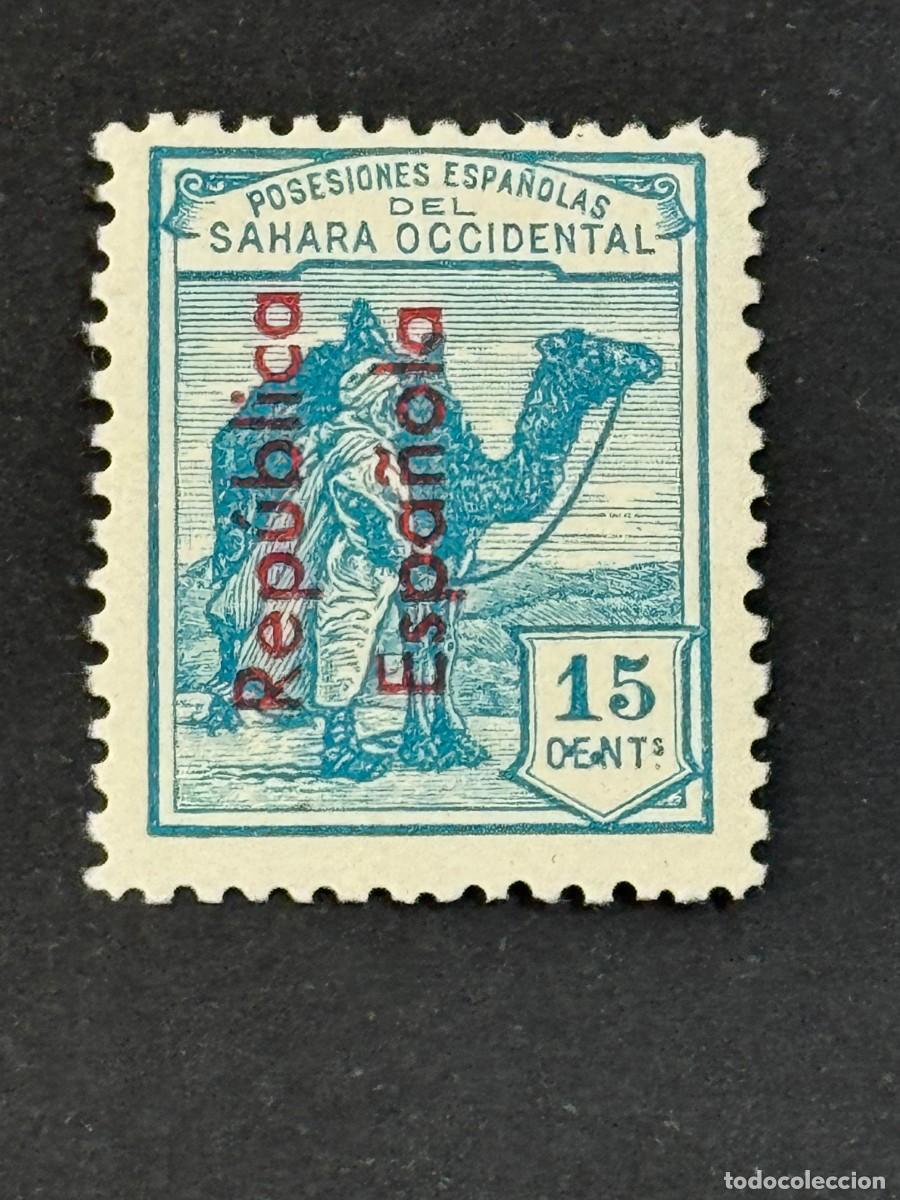 Sellos: Sahara, Dromedario e ind&iacute;gena, Habilitados, 1931, Edifil 38, nuevo con fijasellos