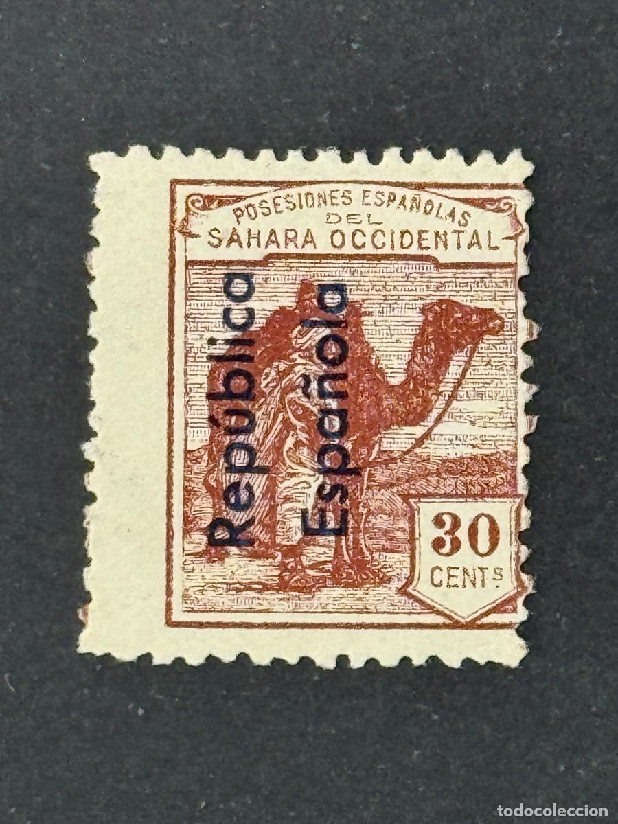 Sellos: Sahara, Dromedario e ind&iacute;gena, Habilitados, 1931, Edifil 41, nuevo sin goma