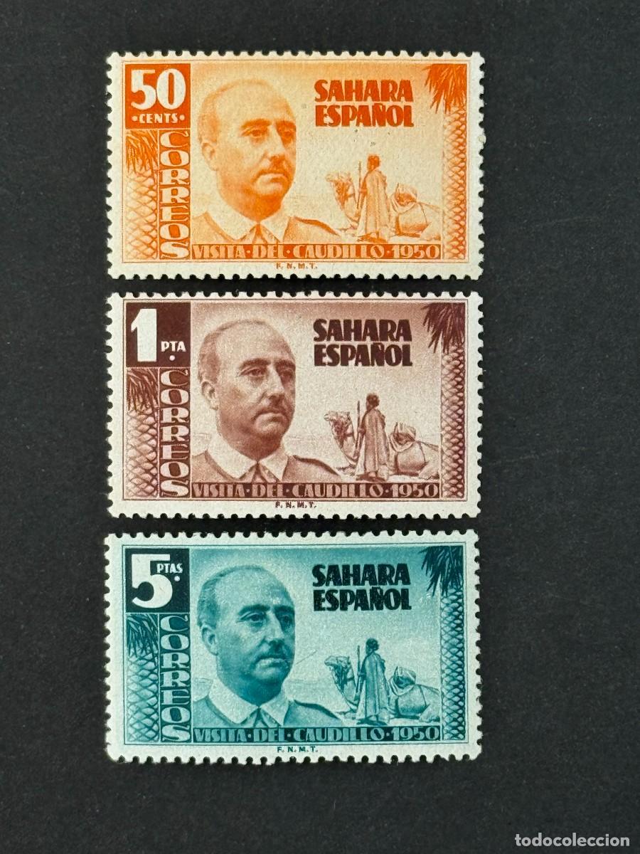 Sellos: Sahara, Visita del general Franco, 1950, Edifil 88 al 90, nuevos con fijasellos