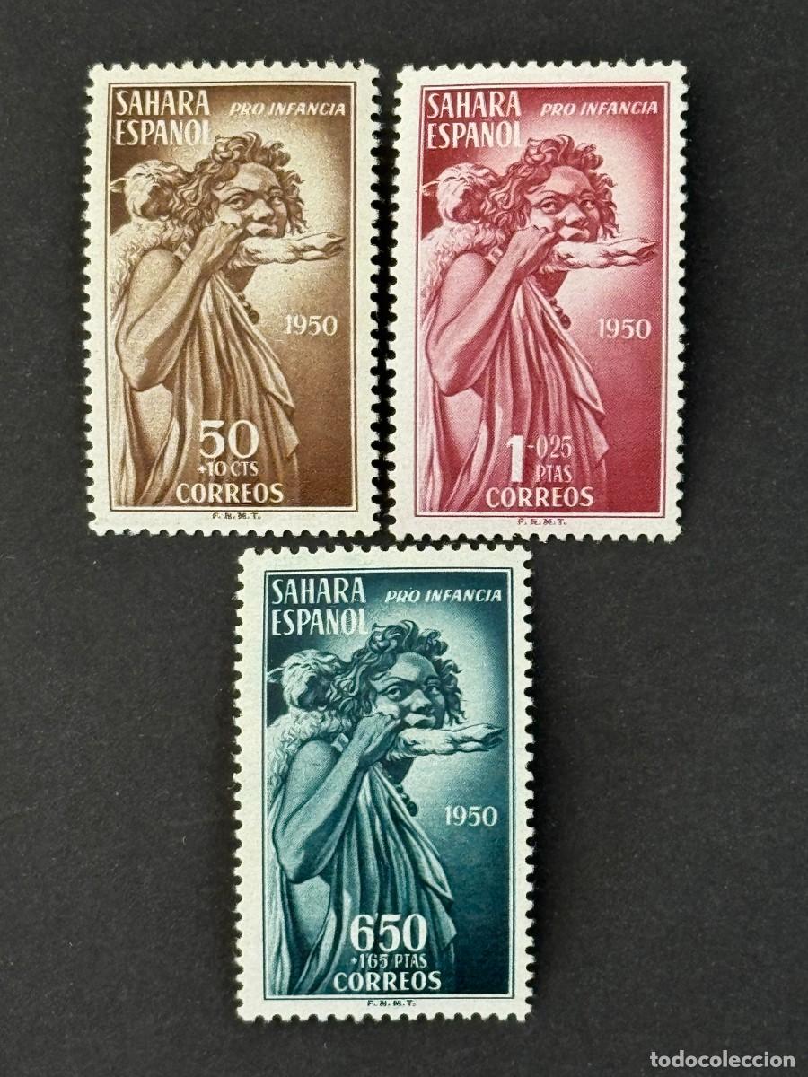 Sellos: Sahara, Pro Ind&iacute;genas, 1950, Edifil 83 al 85, nuevos con fijasellos
