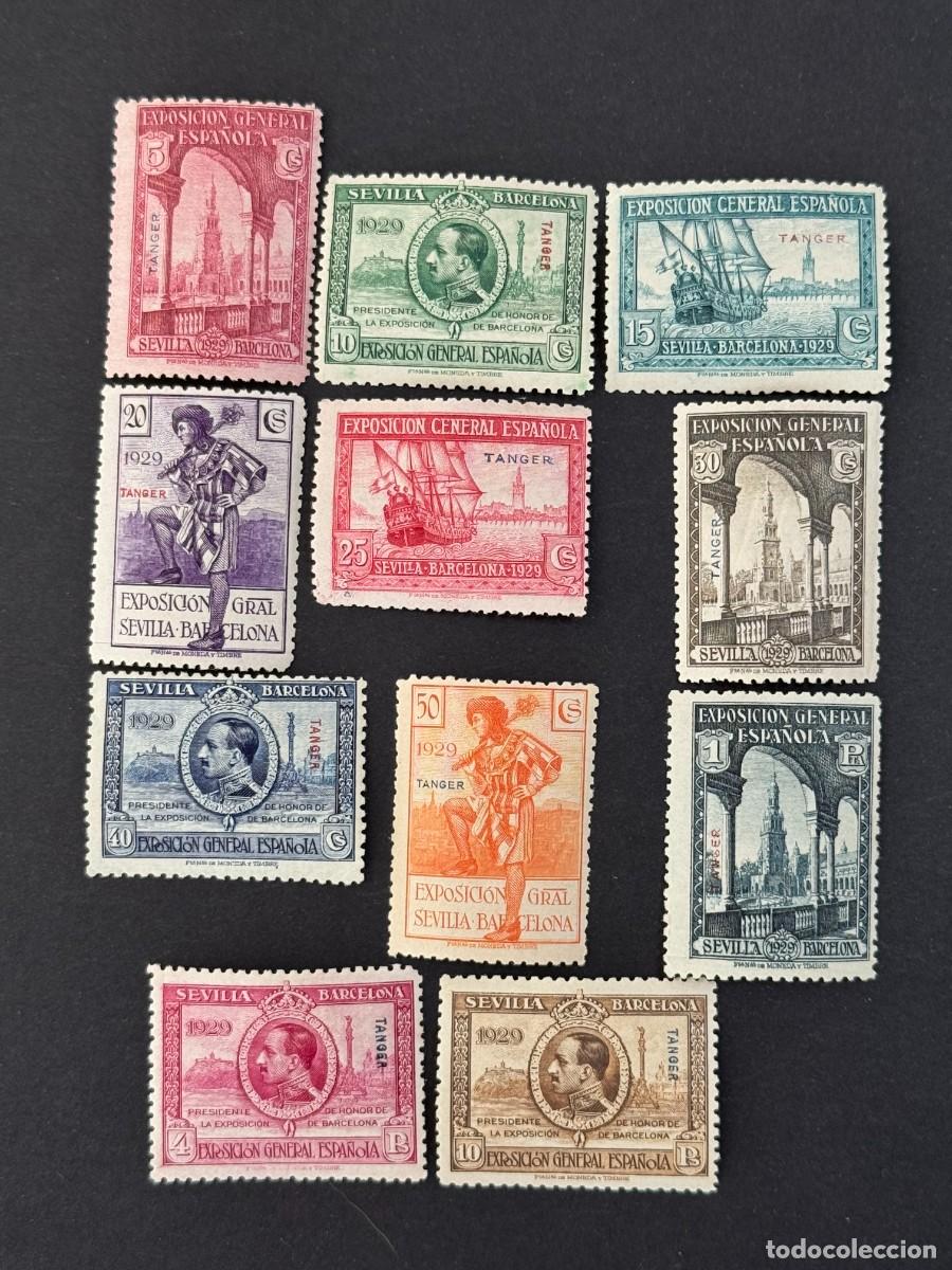 Stamps: T&aacute;nger, Sellos de Espa&ntilde;a, habilitados, 1929, Edifil 37 al 47, nuevos con fijasellos