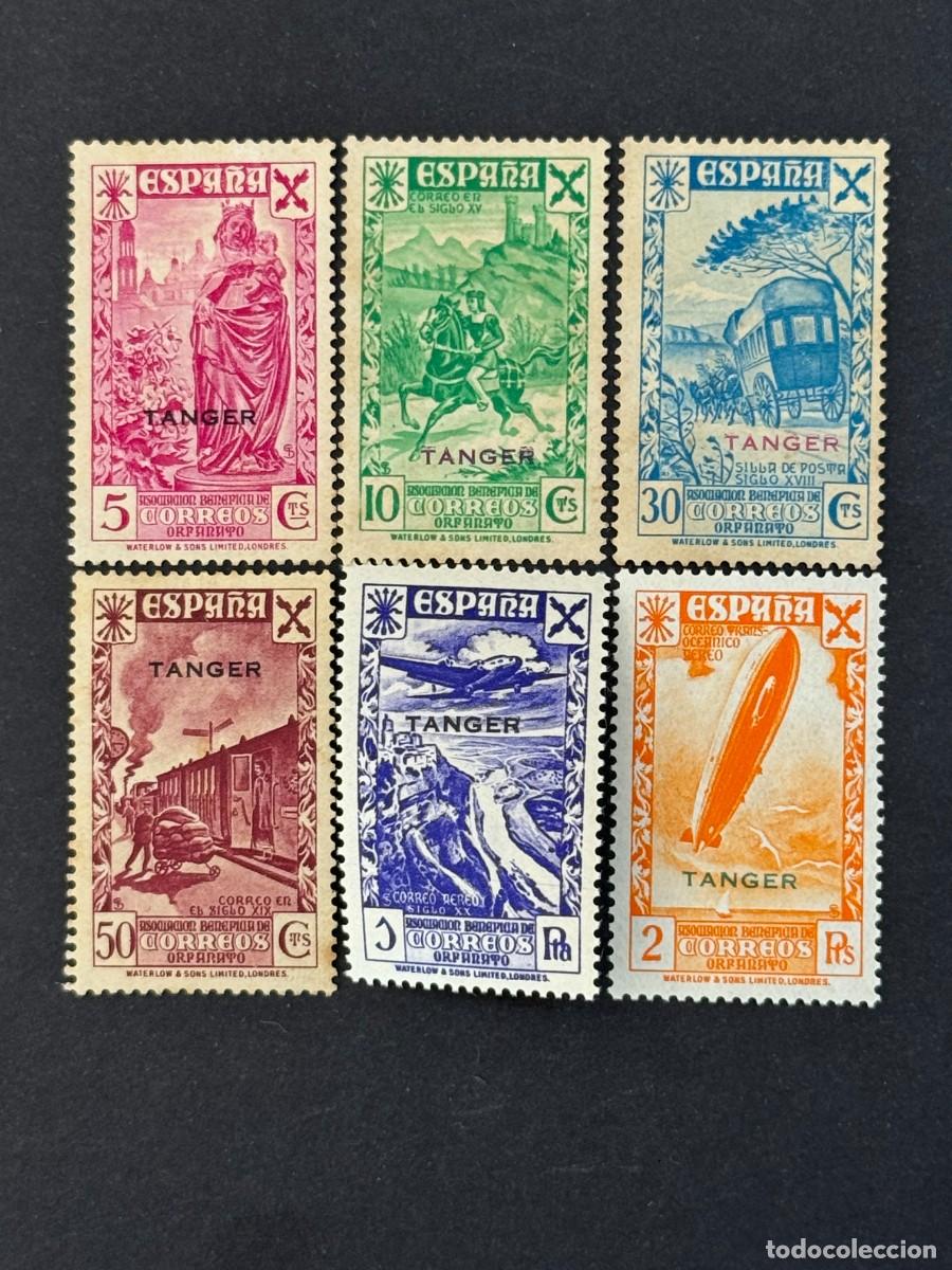 Sellos: T&aacute;nger, Sellos ben&eacute;ficos de Espa&ntilde;a, Beneficencia, 1938, Edifil 6 al 11, nuevos sin goma o con fijas.