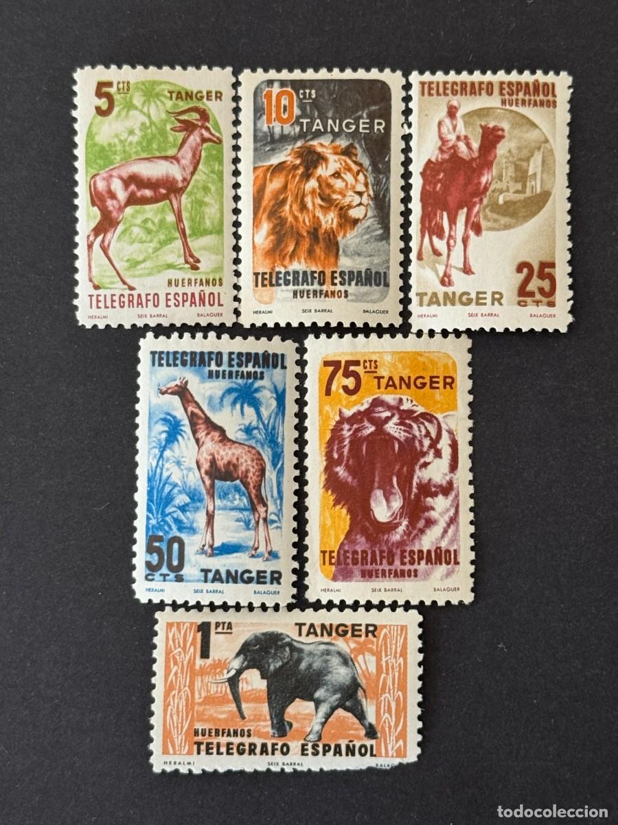 Sellos: T&aacute;nger Sellos a beneficio de los Hu&eacute;rfanos de Tel&eacute;grafos Beneficencia 1957 Edifil 59/64 nuev. c. f.