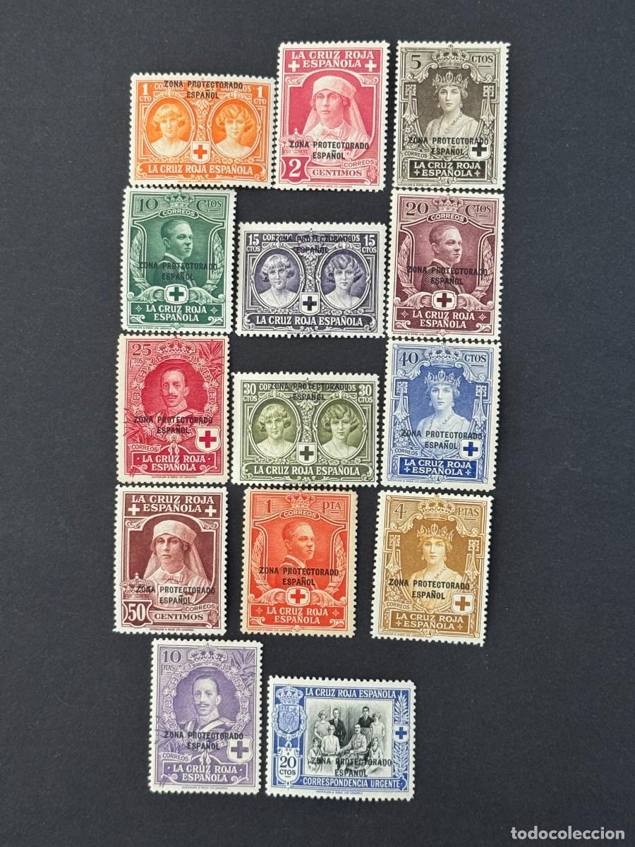 Briefmarken: Marruecos, Pro Cruz Roja Espa&ntilde;ola, habilitados, 1926, Edifil 91 y 104, nuevos con fijasellos