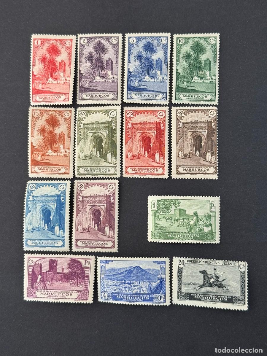 Briefmarken: Marruecos, Paisajes y monumentos, 1928, Edifil 105 al 118, nuevos con fijasellos