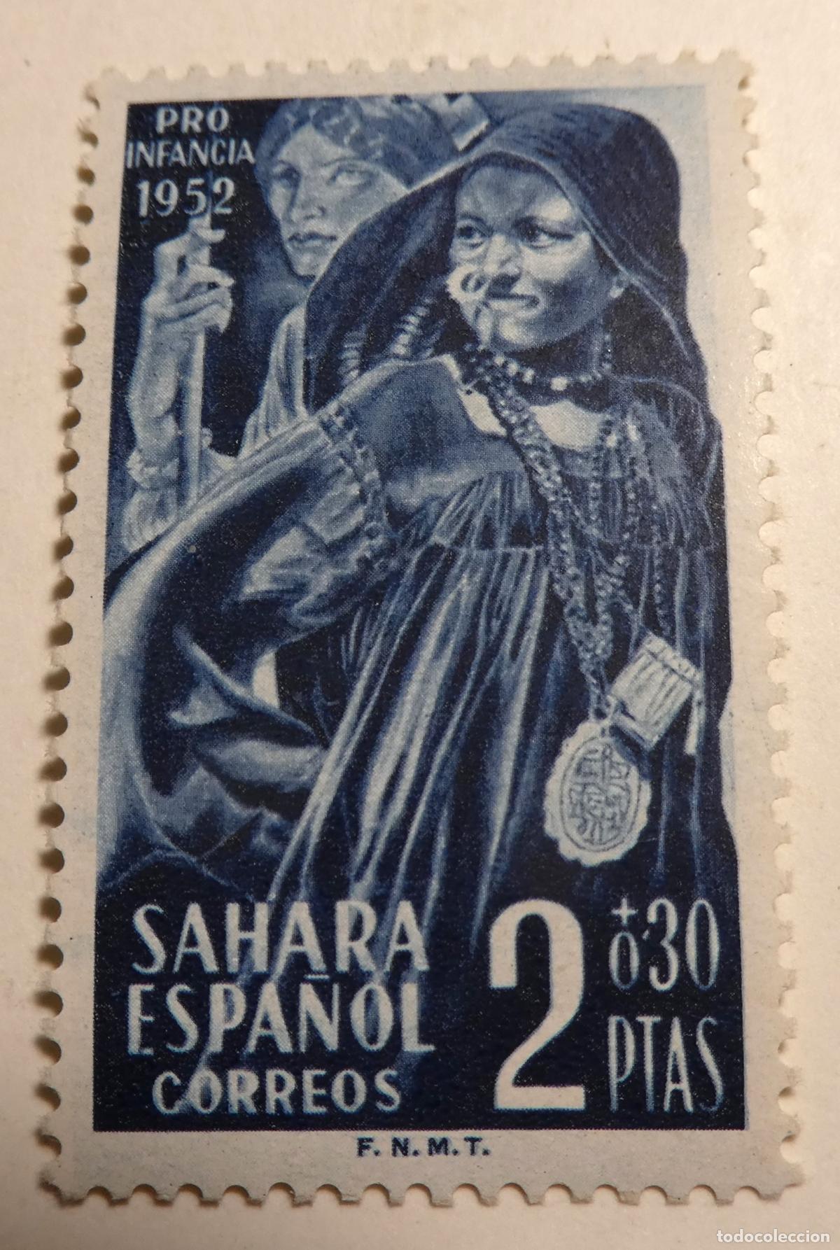 Sellos: Sello postal de Espa&ntilde;a, S&aacute;hara Espa&ntilde;ol 2 + 0,30 pesetas 1952