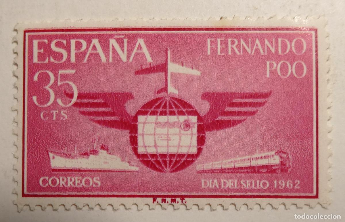 Sellos: Sello postal de Espa&ntilde;a, 35 centimos Fernando Poo dia del sello 1962