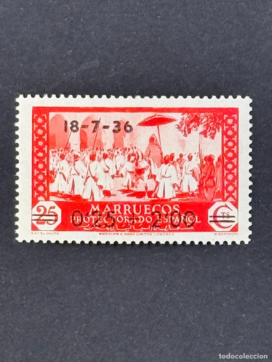Sellos: Marruecos, Sello edifil 139 habilitado, 1936, Edifil 161, nuevo con fijasellos