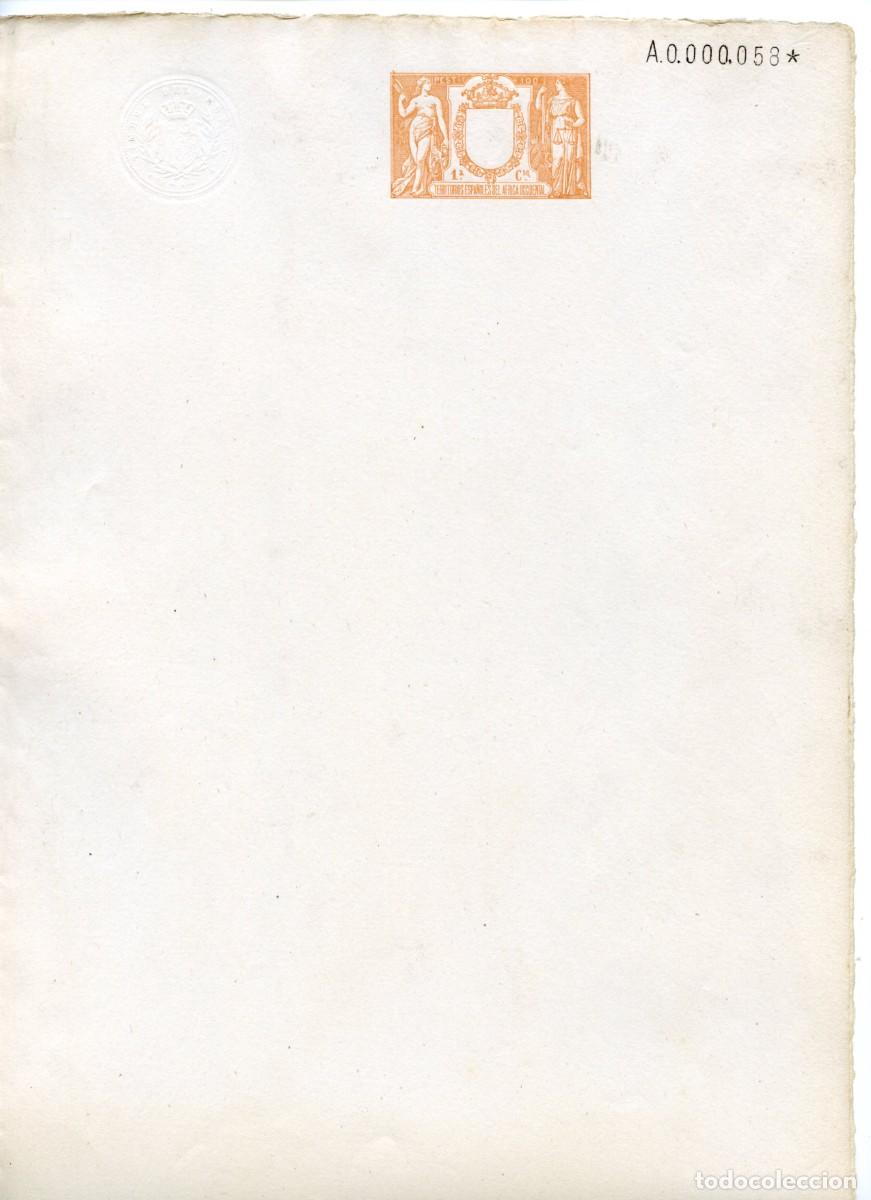 Sellos: PAPEL TIMBRADO AFRICA OCCIDENTAL ESPA&Ntilde;OLA 1900. SERIE COMPLETA EN DOBLE FOLIO. 25cts a 100pts