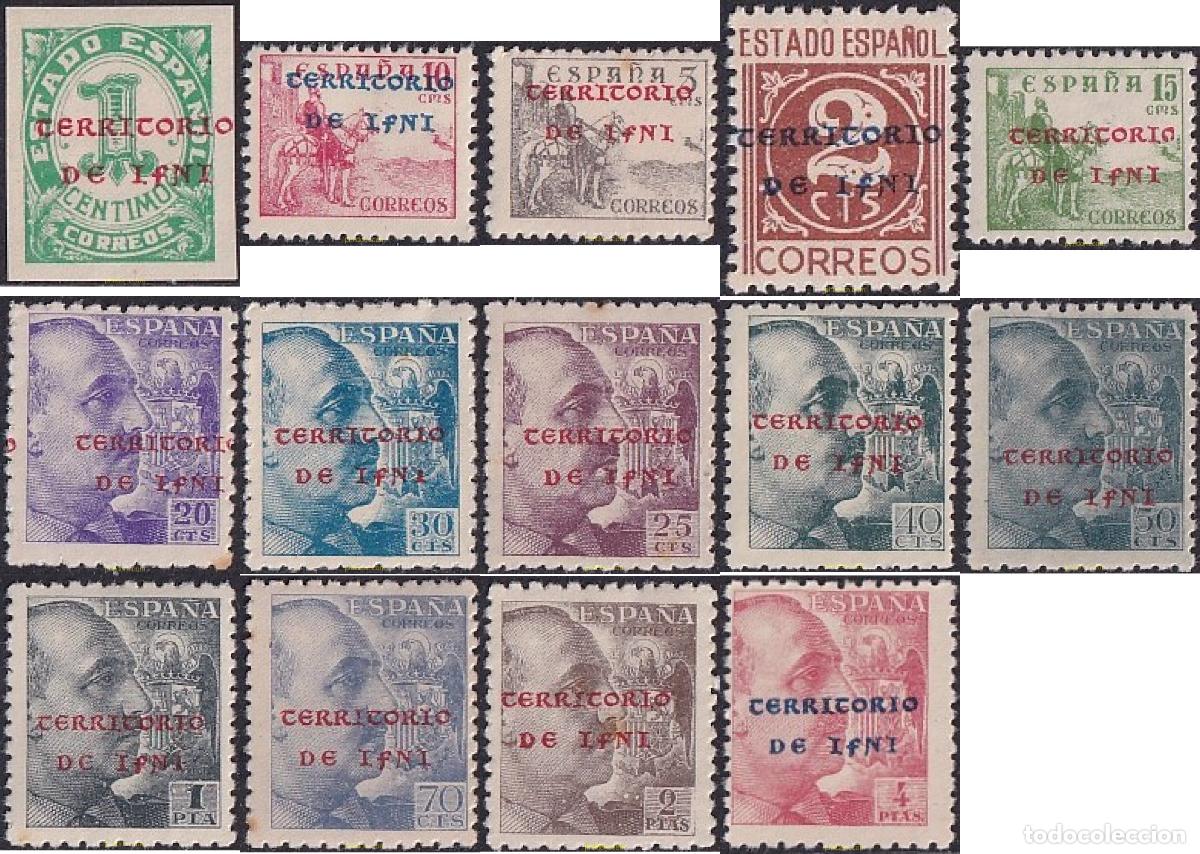 Sellos: 718334 MNH IFNI 1941 MOTIVOS VARIOS. SELLOS DE ESPA&Ntilde;A DE 1938-1940 SOBREIMPRESOS