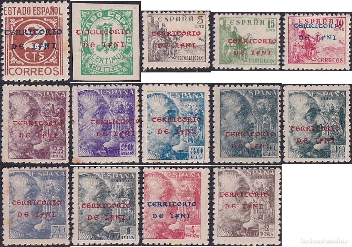 Sellos: 718335 MNH IFNI 1941 MOTIVOS VARIOS. SELLOS DE ESPA&Ntilde;A DE 1938-1940 SOBREIMPRESOS