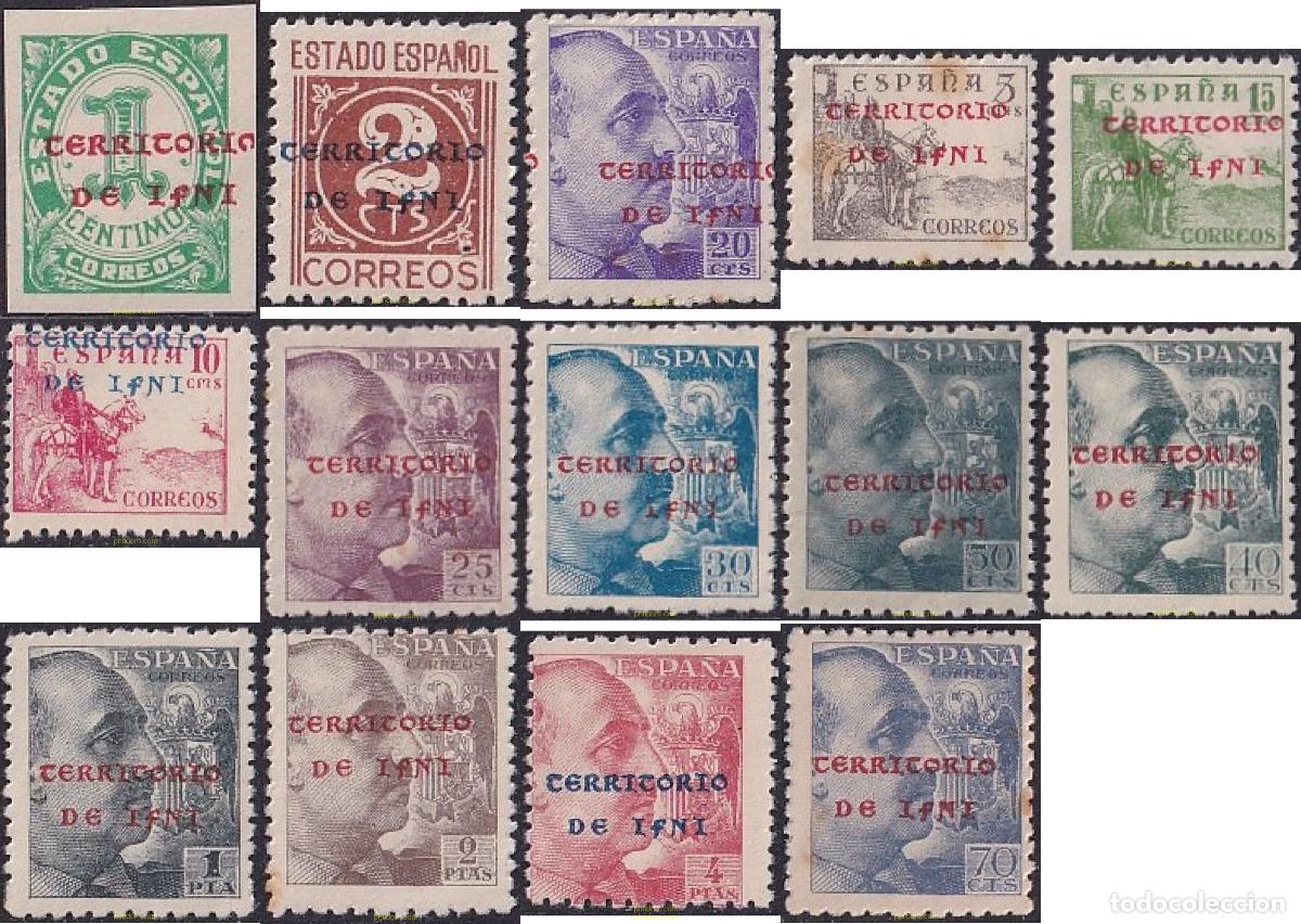Sellos: 718337 MNH IFNI 1941 MOTIVOS VARIOS. SELLOS DE ESPA&Ntilde;A DE 1938-1940 SOBREIMPRESOS
