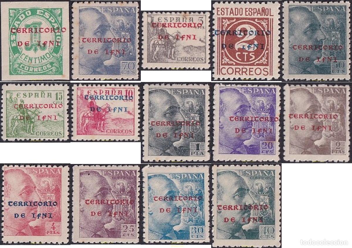 Sellos: 718338 MNH IFNI 1941 MOTIVOS VARIOS. SELLOS DE ESPA&Ntilde;A DE 1938-1940 SOBREIMPRESOS