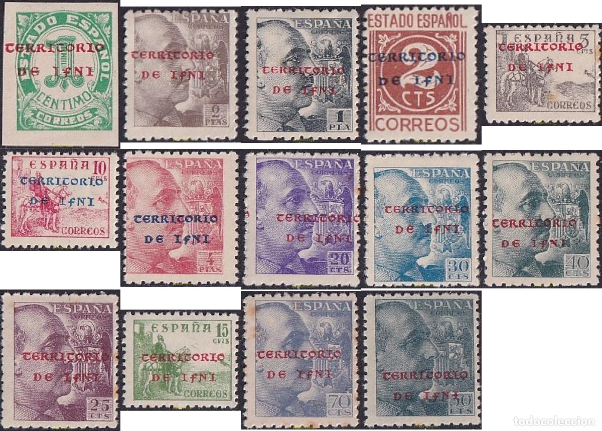 Sellos: 718332 MNH IFNI 1941 MOTIVOS VARIOS. SELLOS DE ESPA&Ntilde;A DE 1938-1940 SOBREIMPRESOS